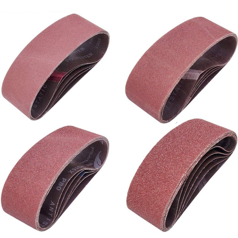Sackorange 20 PCS 3 inch x 21 inch Abrasive Sanding Belts - 5 Each of 40 80 120 240 Grit Aluminum Oxide Sanding Belts For Belt sander (3 x 21 inch) - Image 1